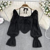 Women's Flared Sleeve Irregular Long Sleeve Top Blouse
