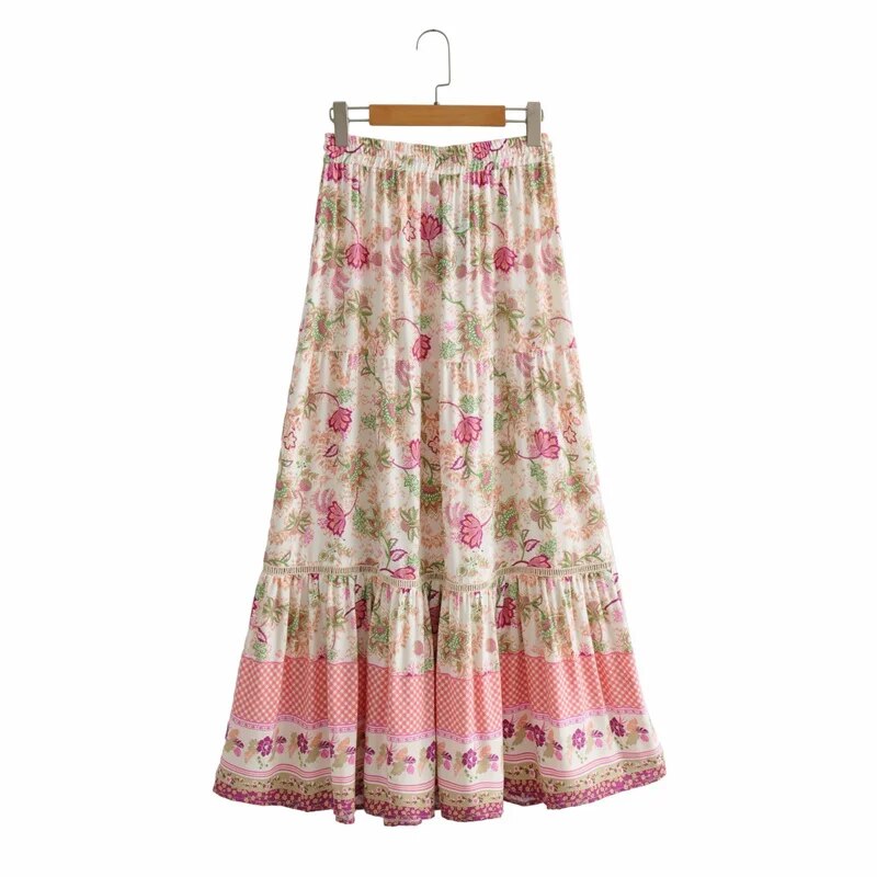 Vintage Floral Printed V Neck Blouse