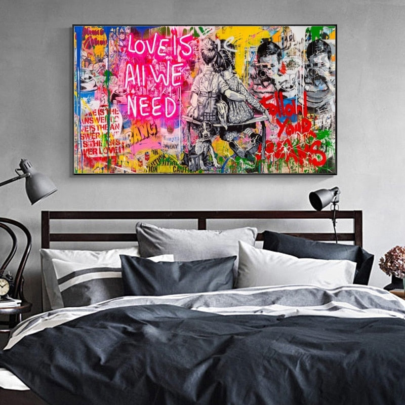 Banksy Art Love is All We Need Canvas