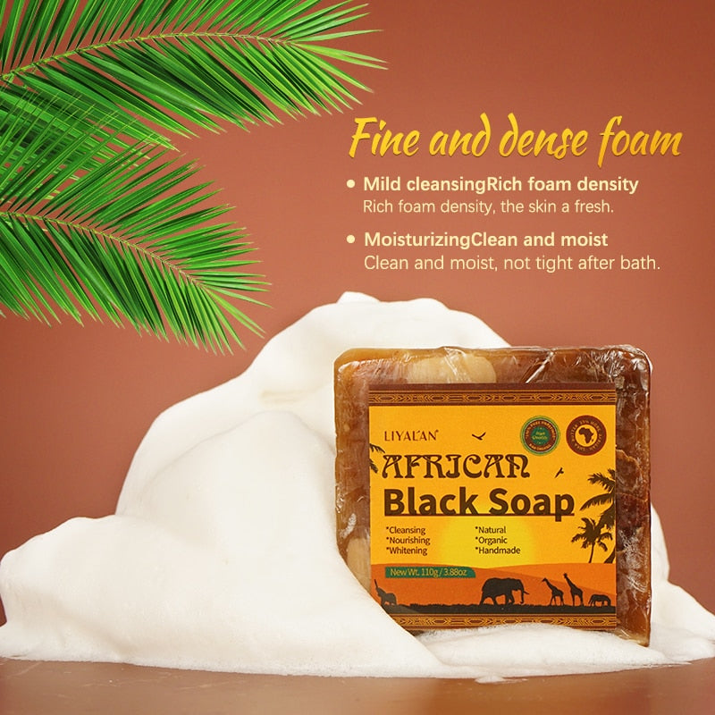 African Black Soap Handmade Organic Shea Butter Anti Rebelles Face Treatment Acne Moisturizing SkinCare Beauty Body Bath 110g