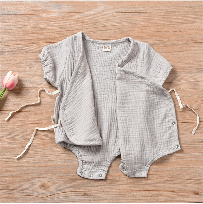0-18M Kids Summer Short Sleeve Plain Romper