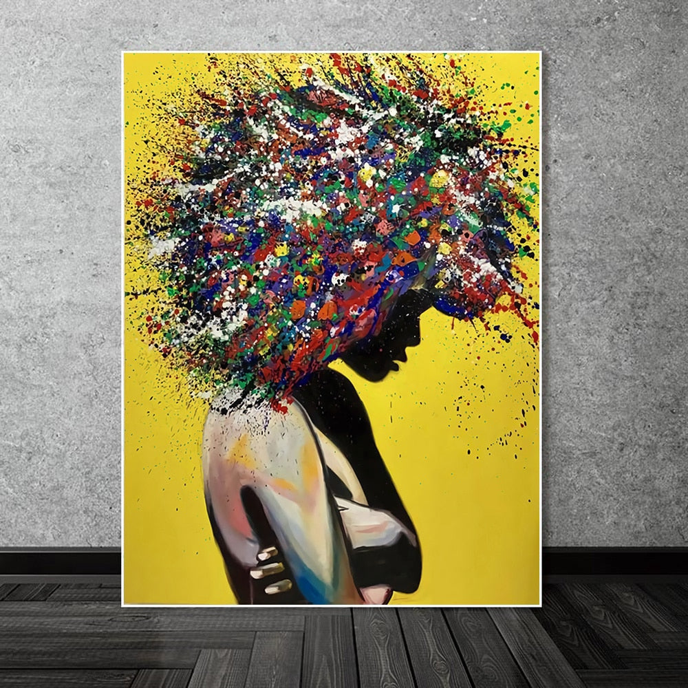 Abstract African Girl Wall Art Canvas