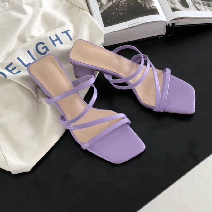 Square Toe Low Heel Sandal