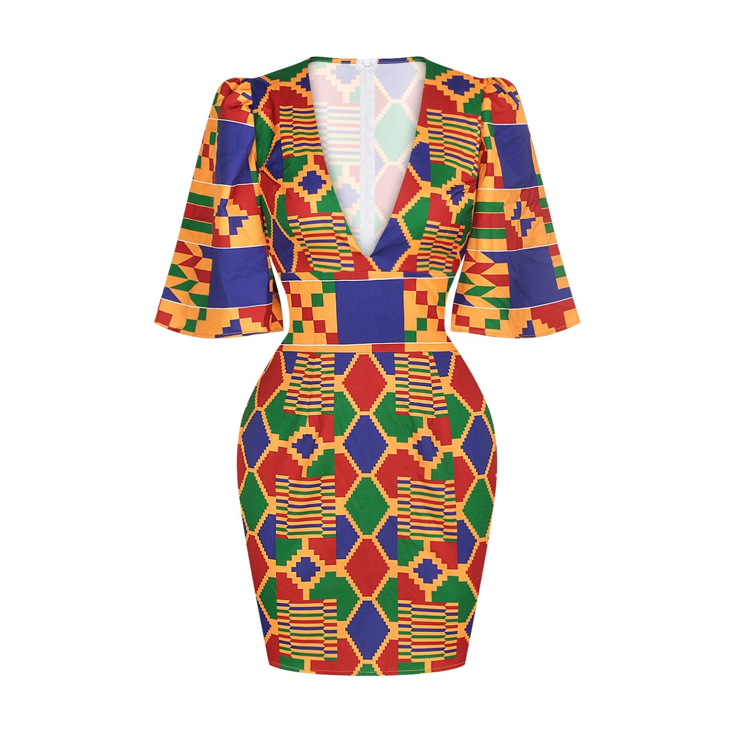 African Summer V-Neck Dress