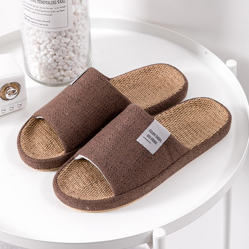 Breathable Unisex Indoor Flax Slippers