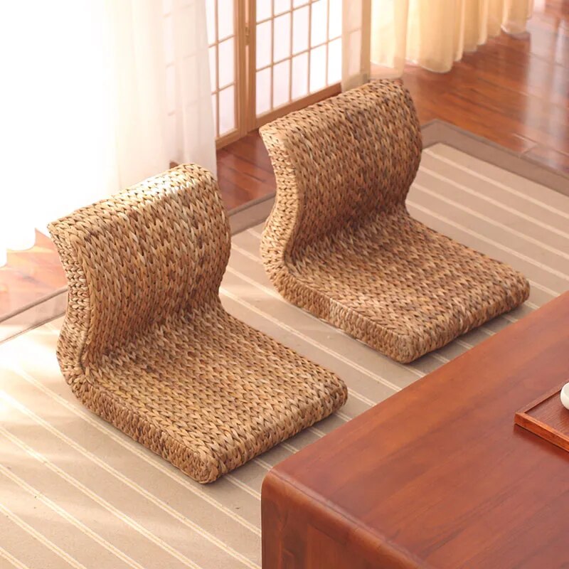 Natural Handmade Rattan S-shaped Japanese Floor Chair