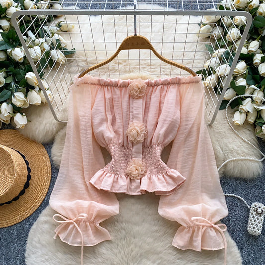 Autumn Full Sleeve Elegant Chiffon Blouses Women Floral Shirts Ladies Elegant Tops Clothes Women Wholesale