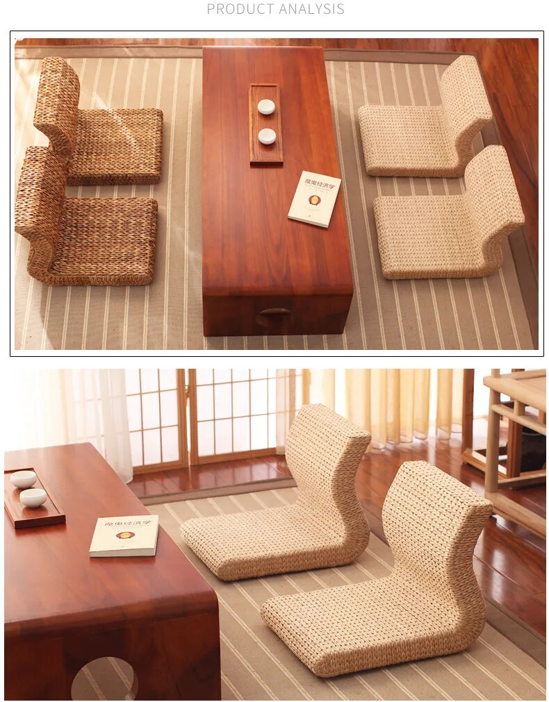 Natural Handmade Rattan S-shaped Japanese Floor Chair