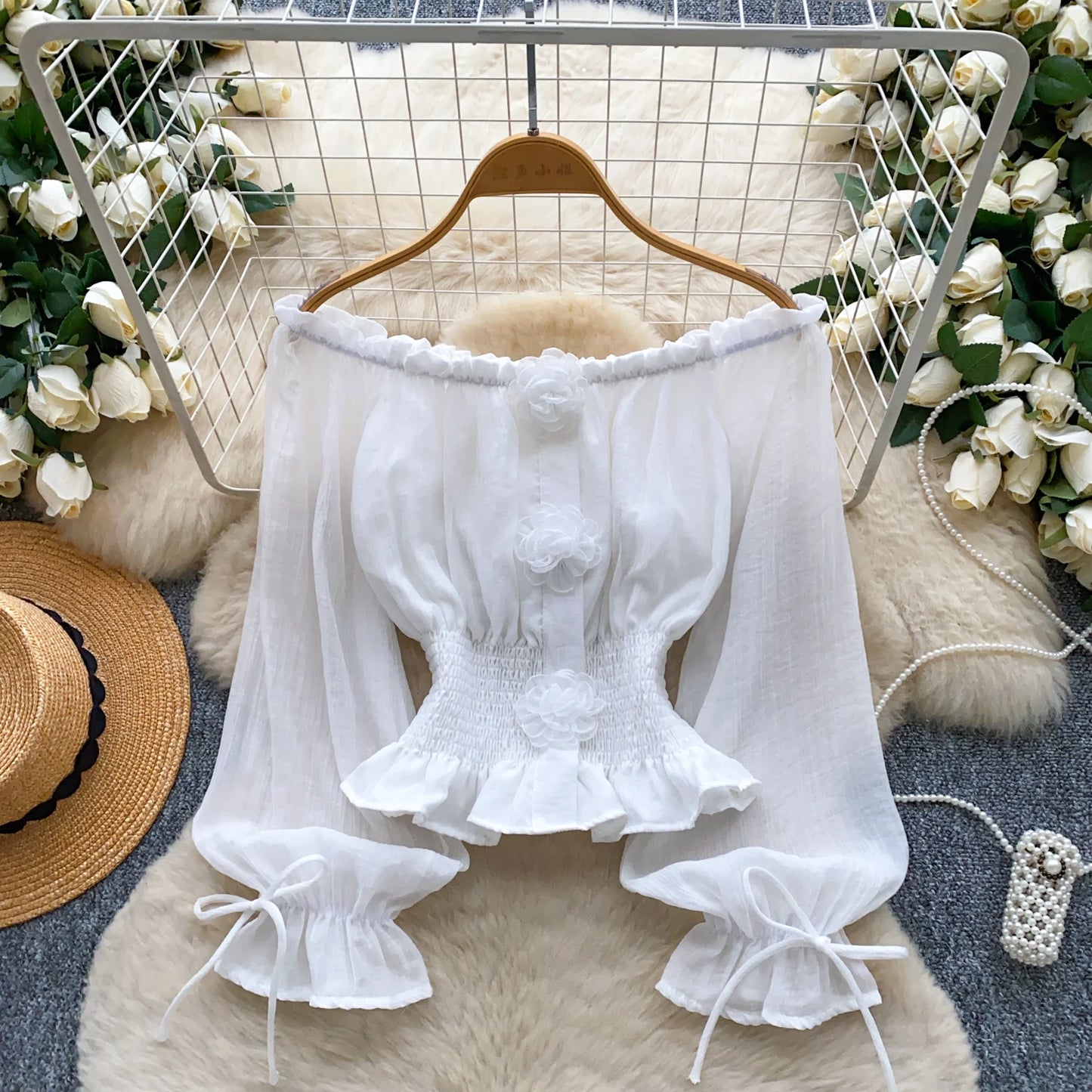 Autumn Full Sleeve Elegant Chiffon Blouses Women Floral Shirts Ladies Elegant Tops Clothes Women Wholesale