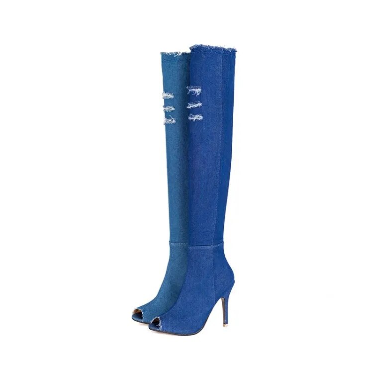 High Heel Jean Boots