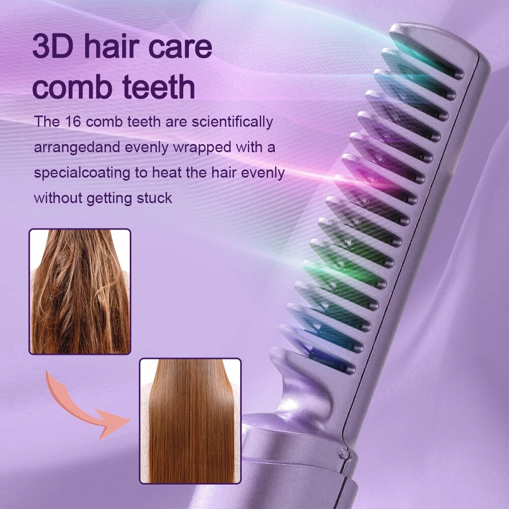 Hair Straightener Wireless Hot Comb Iron Multi-speed Electric Straightening Comb