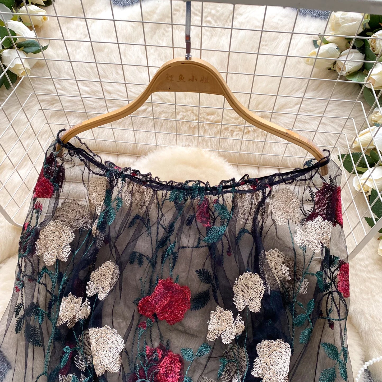 Autumn Full Sleeve Casual Mesh Blouses Women Solid Embroidery Shirts Ladies Casual Tops Clothes Women Wholesale