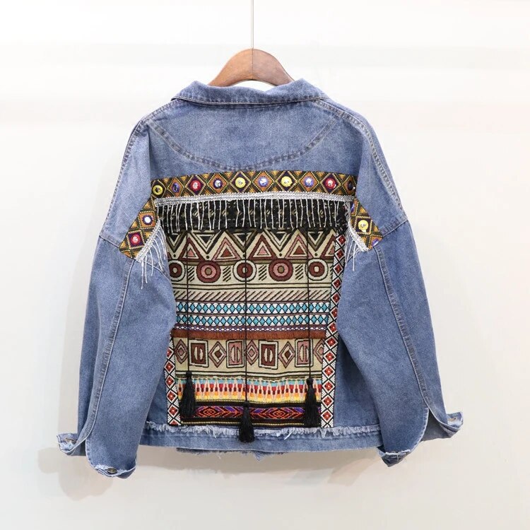 Floral Embroidery Denim Jacket