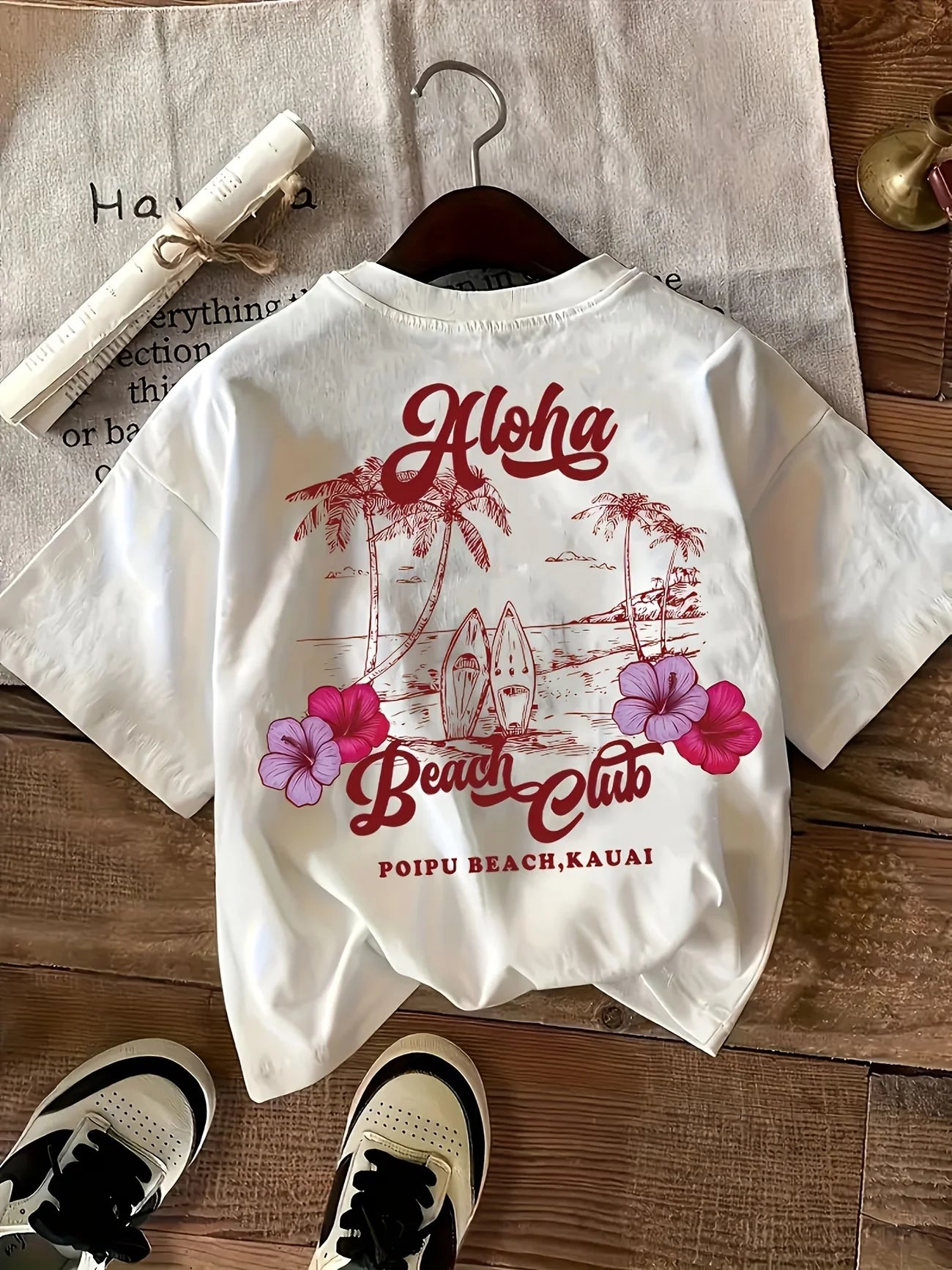 Hawaii Aloha Beach Club Letter Graphic T-Shirt