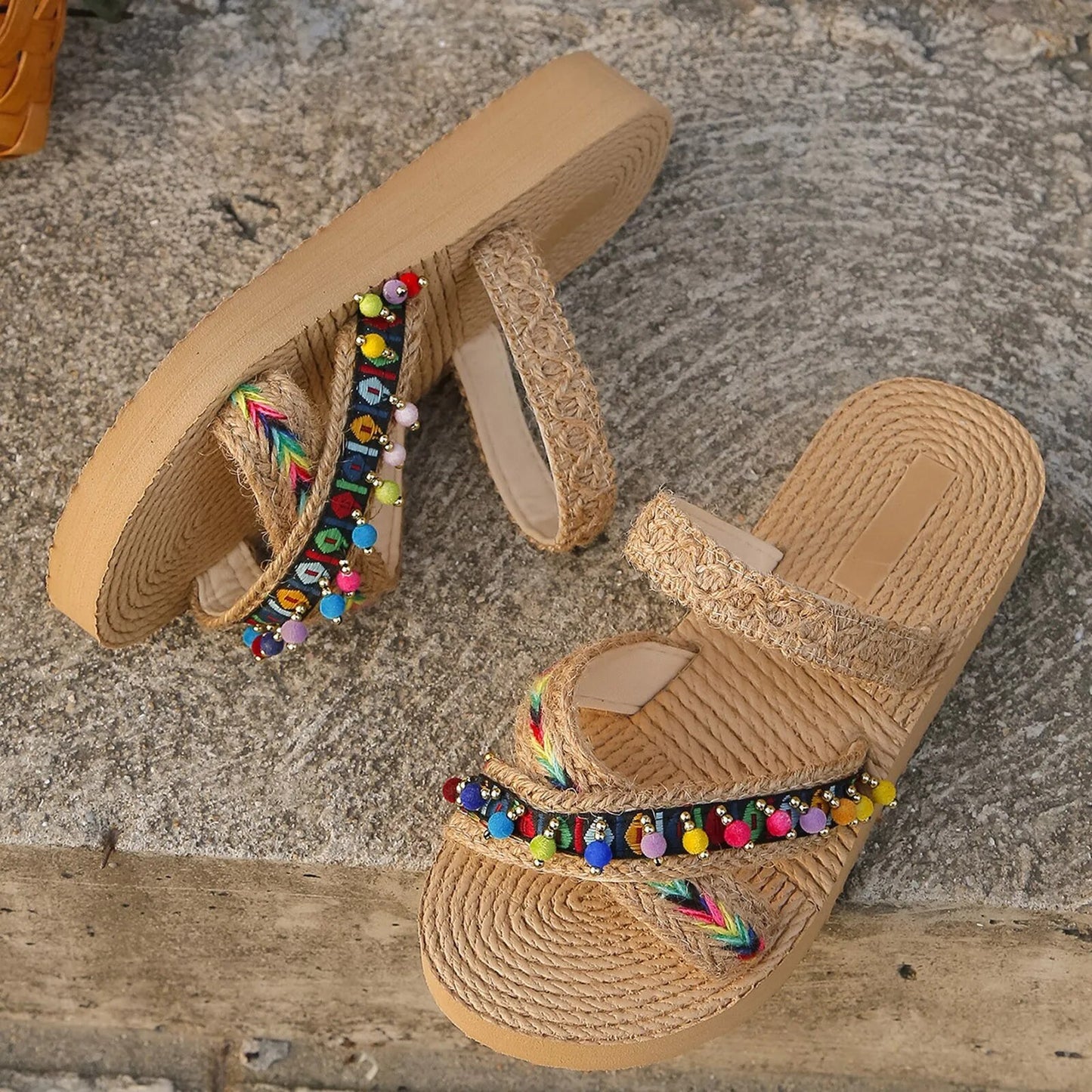Ethnic Style Flat Bohemia Slippers