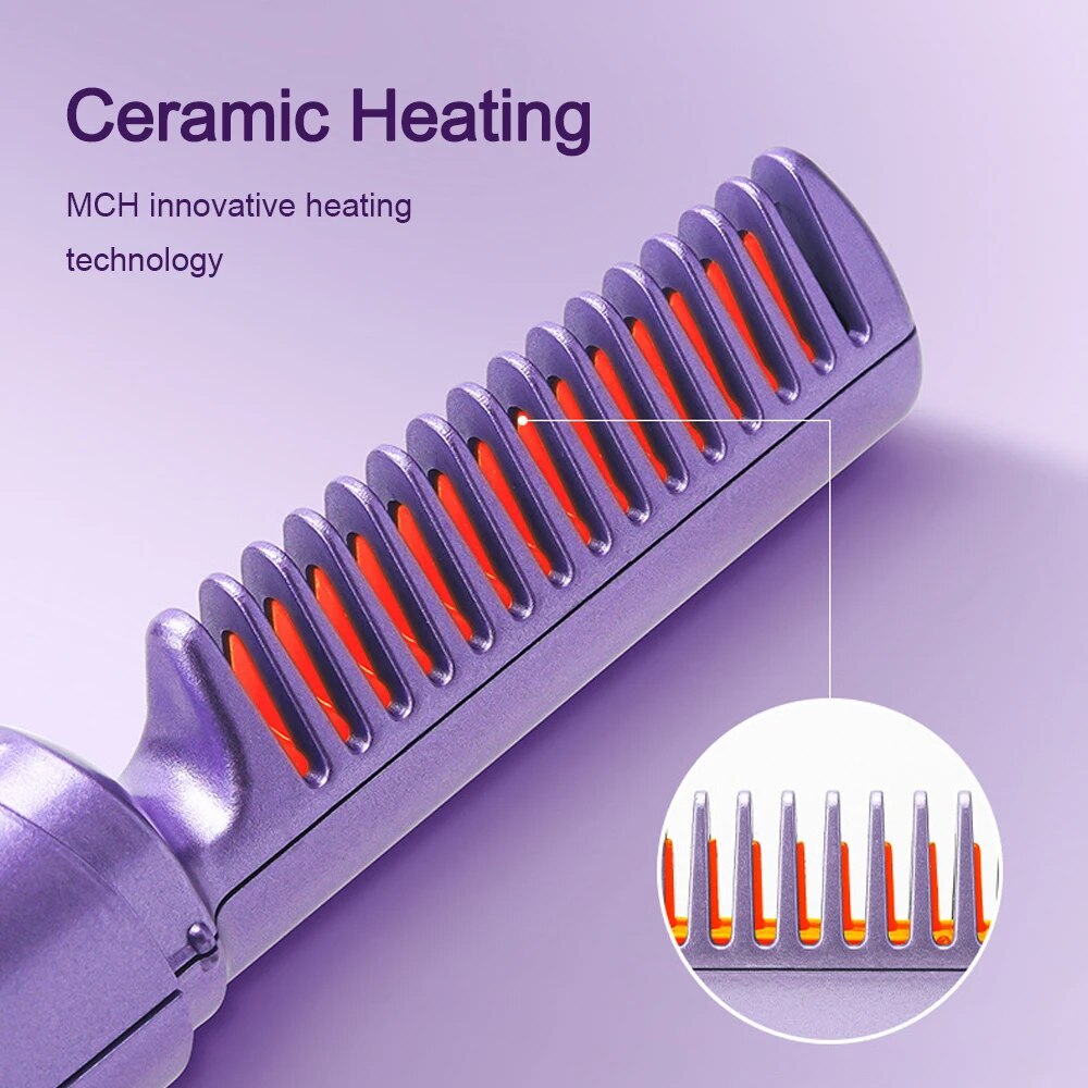 Hair Straightener Wireless Hot Comb Iron Multi-speed Electric Straightening Comb
