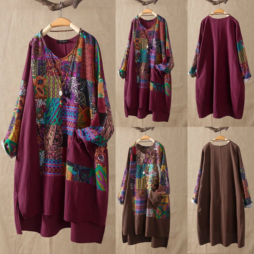Boho Vintage Long Sleeve Blouse