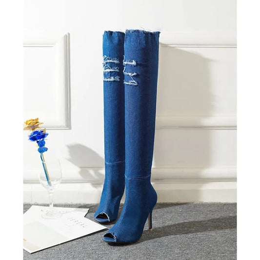 High Heel Jean Boots