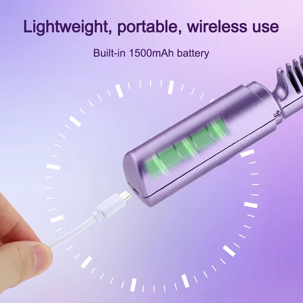 Hair Straightener Wireless Hot Comb Iron Multi-speed Electric Straightening Comb