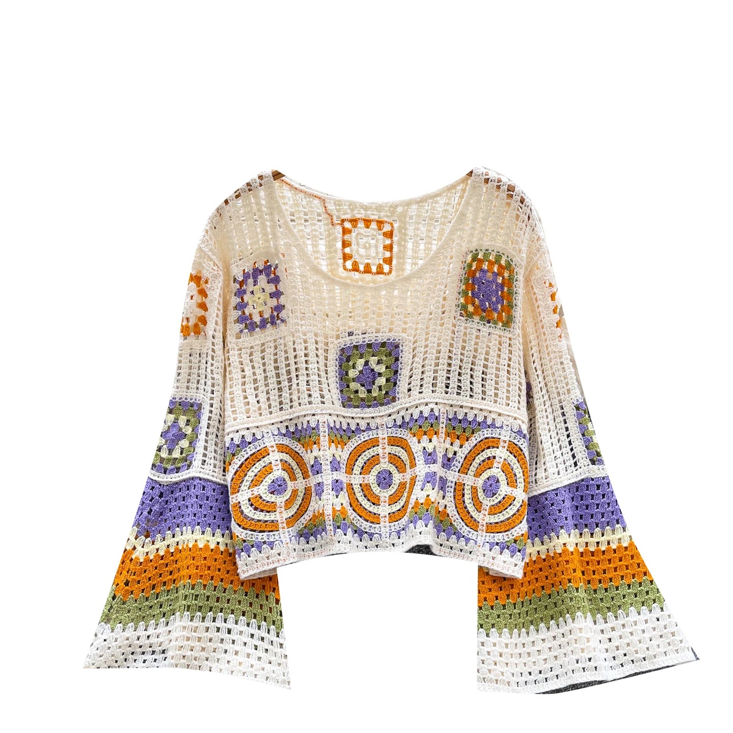 Spring Full Sleeve Bohemian Knitting Blouses Women Solid Hollow Out Shirts Ladies Casual Tops Clothes Women Wholesale