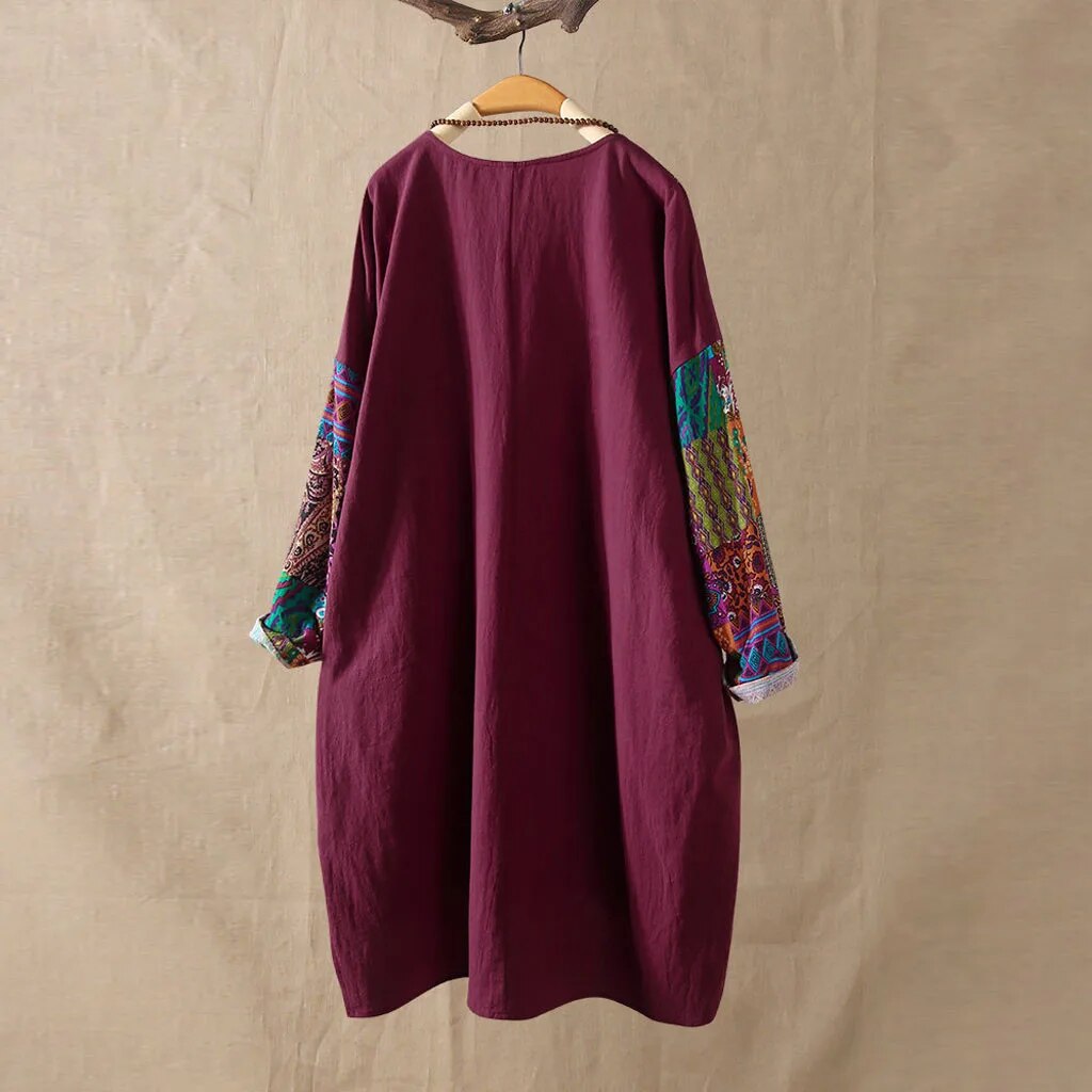 Boho Vintage Long Sleeve Blouse