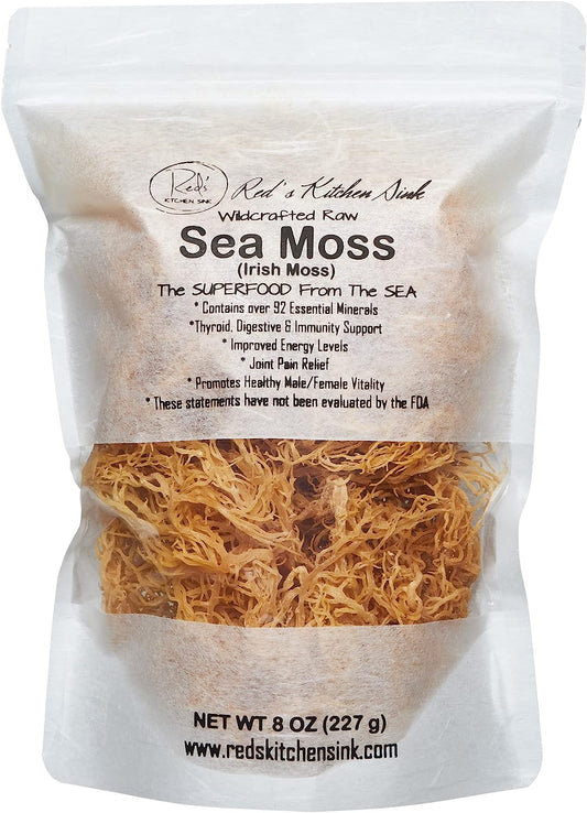 Wildcrafted Irish Moss/Sea Moss - 100% Natural- Makes 120+ oz of Seamoss Gel- from St. Lucia | Dr. Sebi - 8oz