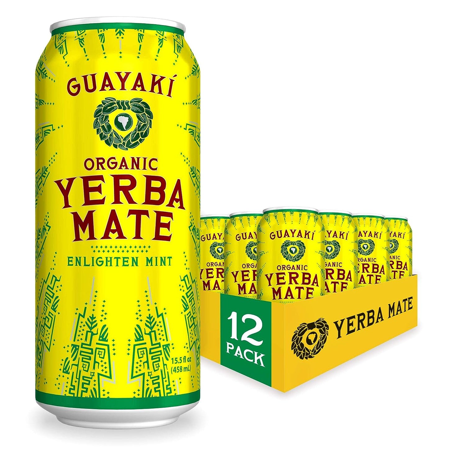 Guayaki Yerba Mate- Clean Energy Drink Alternative- Organic Peach Revival- 15.5oz (Pack of 12)- 150mg Caffeine