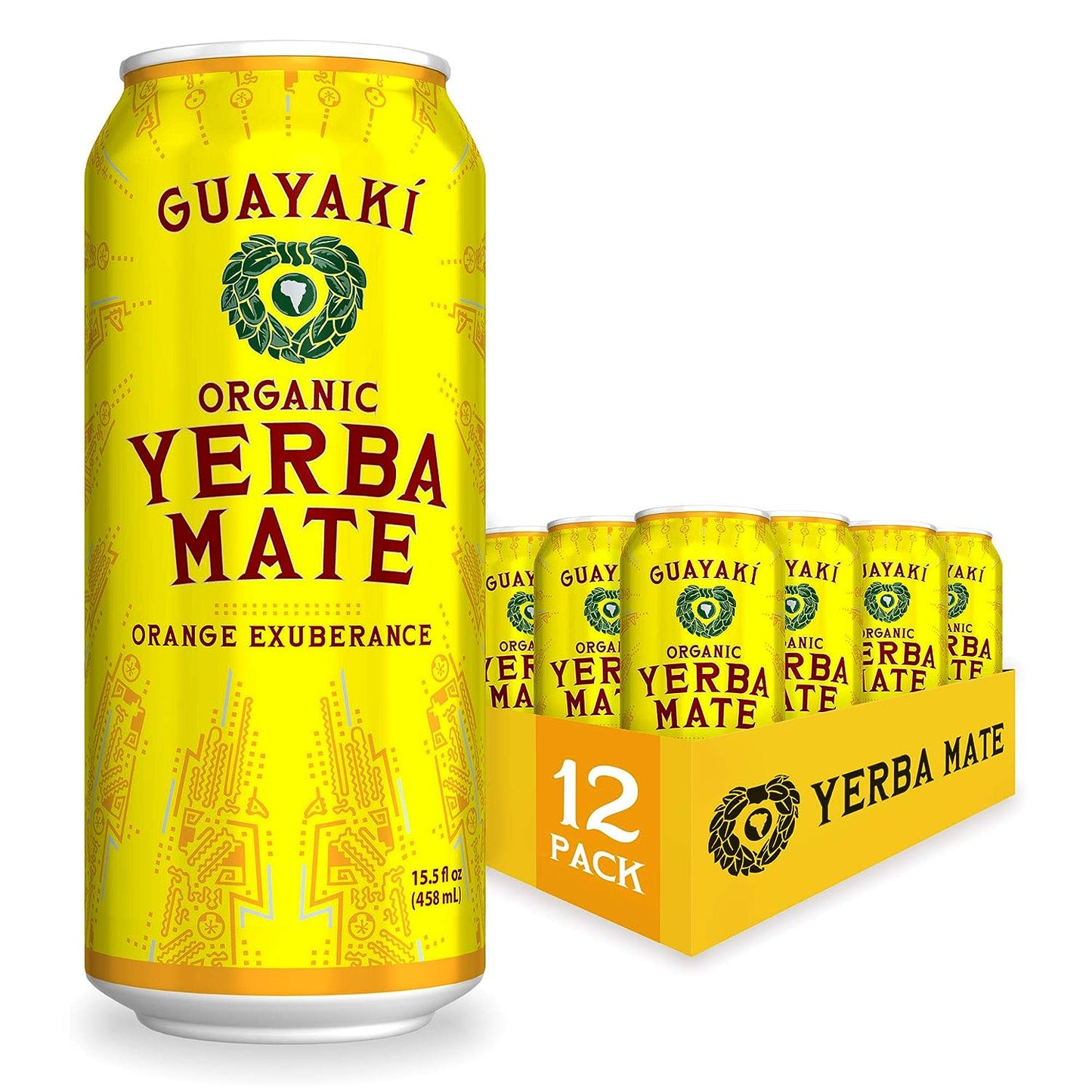 Guayaki Yerba Mate- Clean Energy Drink Alternative- Organic Peach Revival- 15.5oz (Pack of 12)- 150mg Caffeine