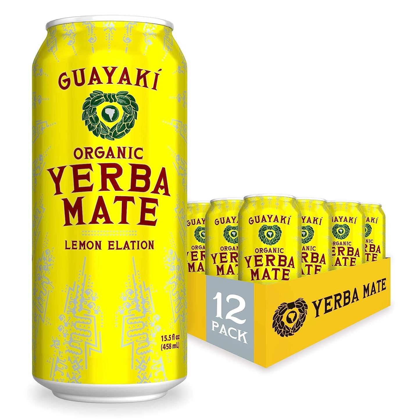 Guayaki Yerba Mate- Clean Energy Drink Alternative- Organic Peach Revival- 15.5oz (Pack of 12)- 150mg Caffeine