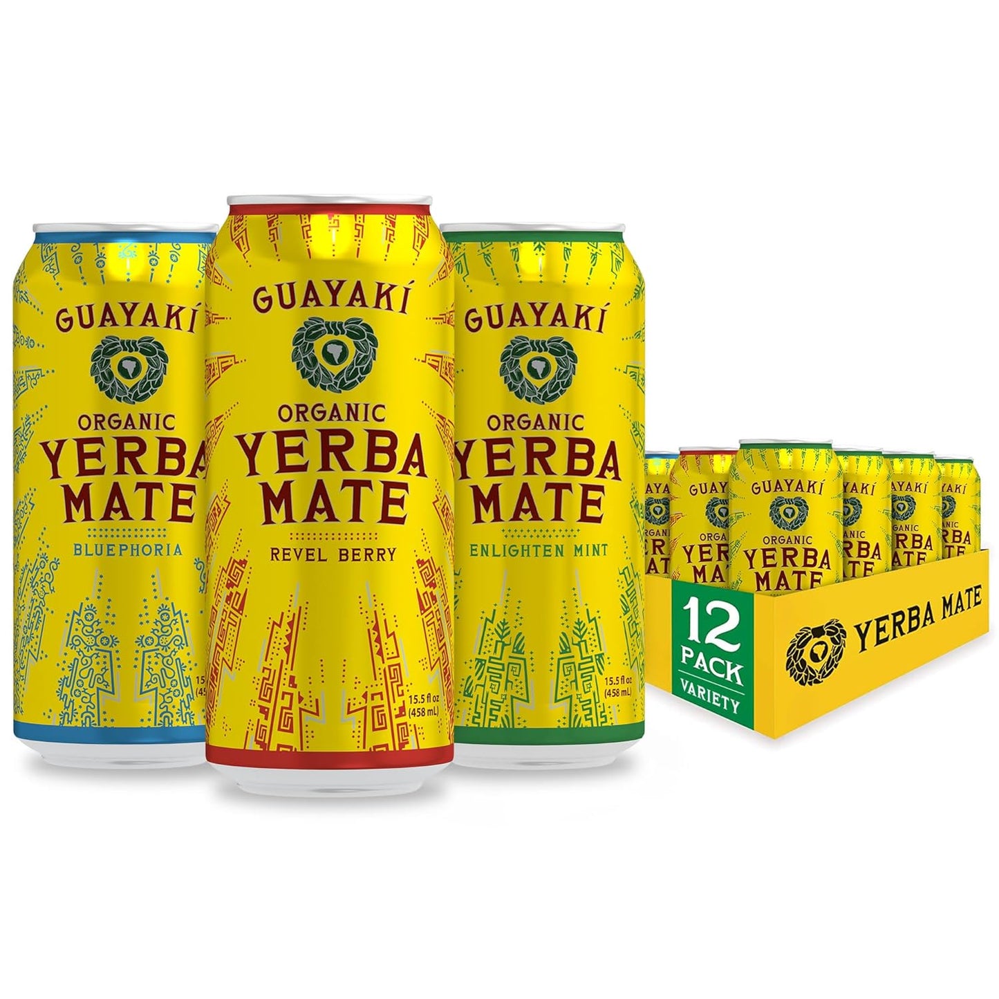 Guayaki Yerba Mate- Clean Energy Drink Alternative- Organic Peach Revival- 15.5oz (Pack of 12)- 150mg Caffeine