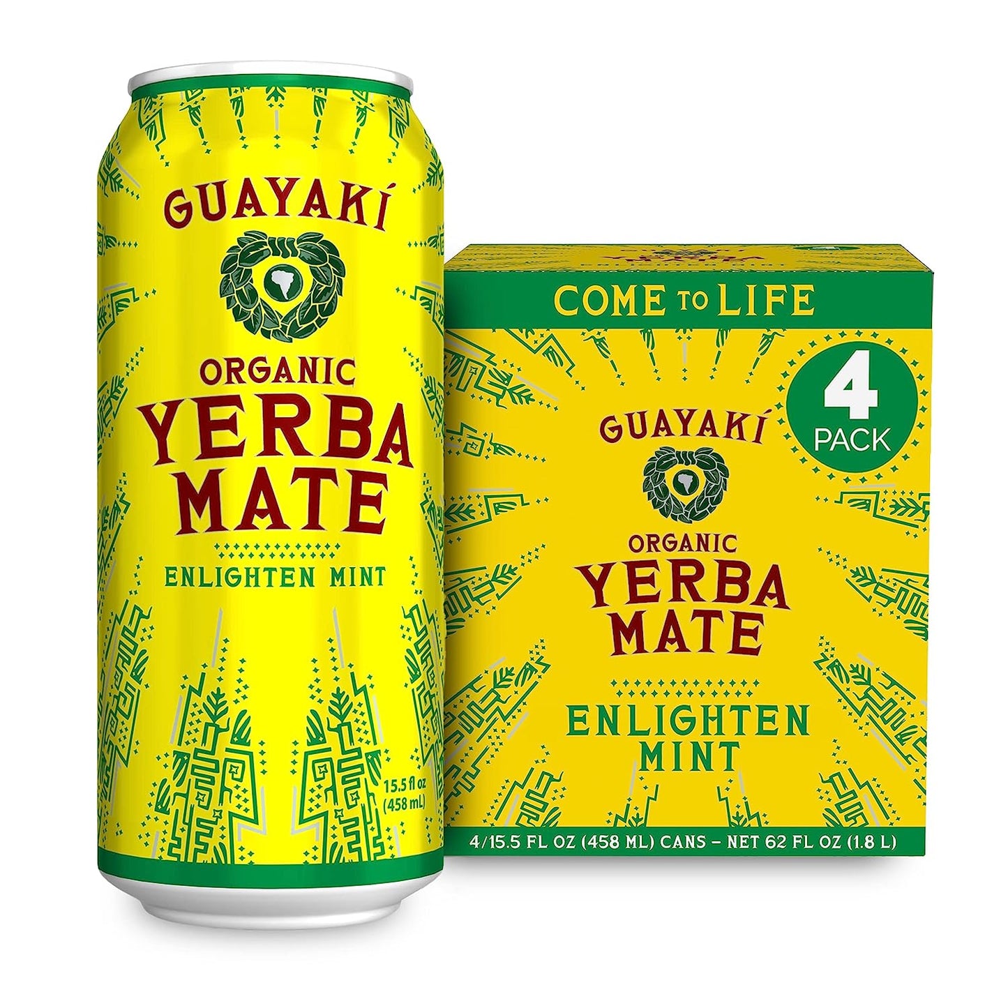 Guayaki Yerba Mate- Clean Energy Drink Alternative- Organic Peach Revival- 15.5oz (Pack of 12)- 150mg Caffeine