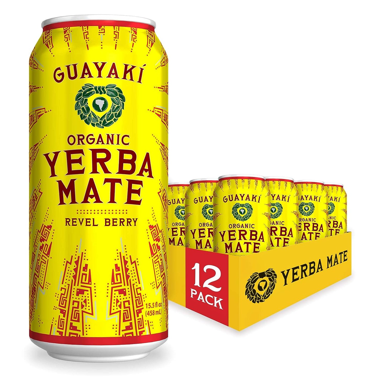 Guayaki Yerba Mate- Clean Energy Drink Alternative- Organic Peach Revival- 15.5oz (Pack of 12)- 150mg Caffeine