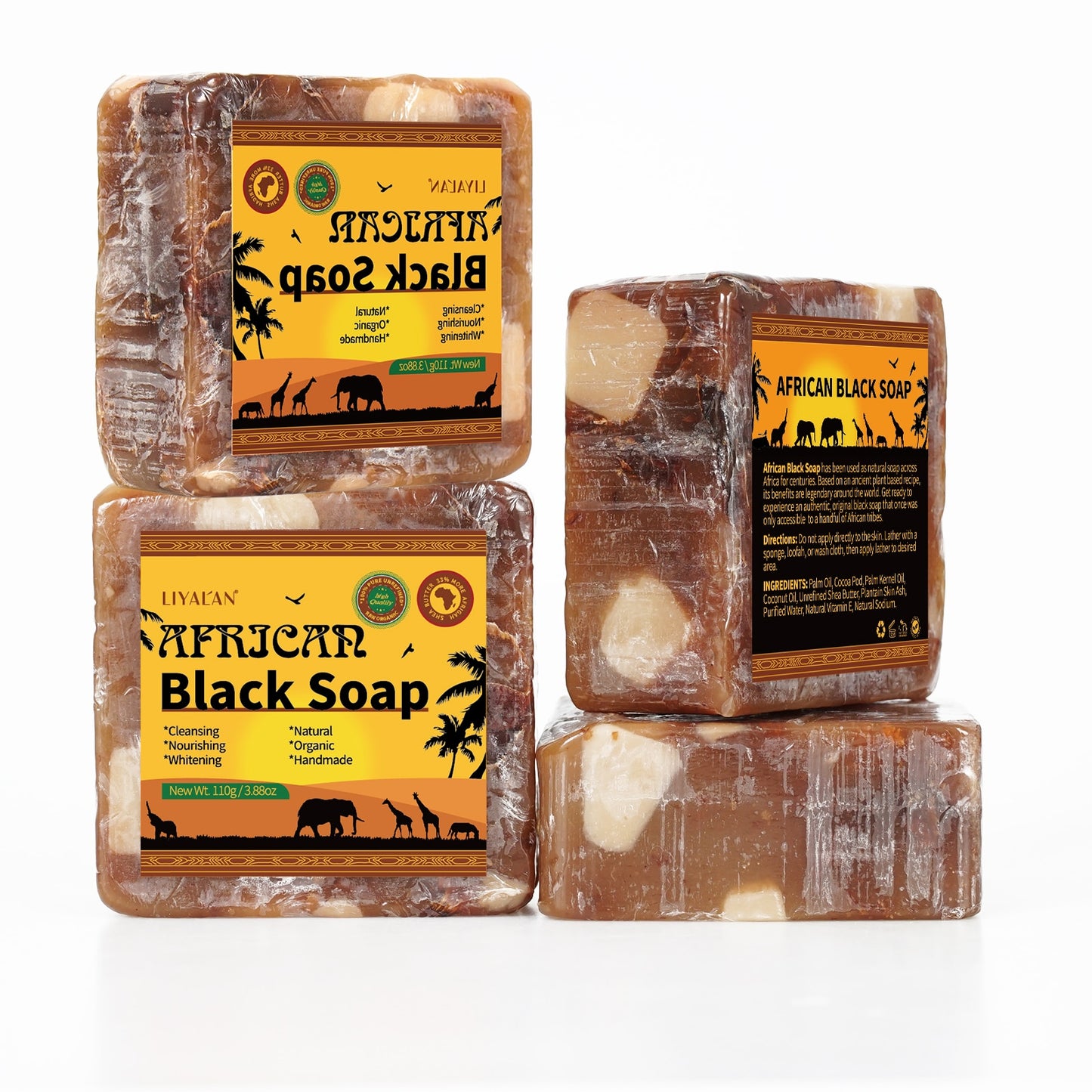 African Black Soap Handmade Organic Shea Butter Anti Rebelles Face Treatment Acne Moisturizing SkinCare Beauty Body Bath 110g