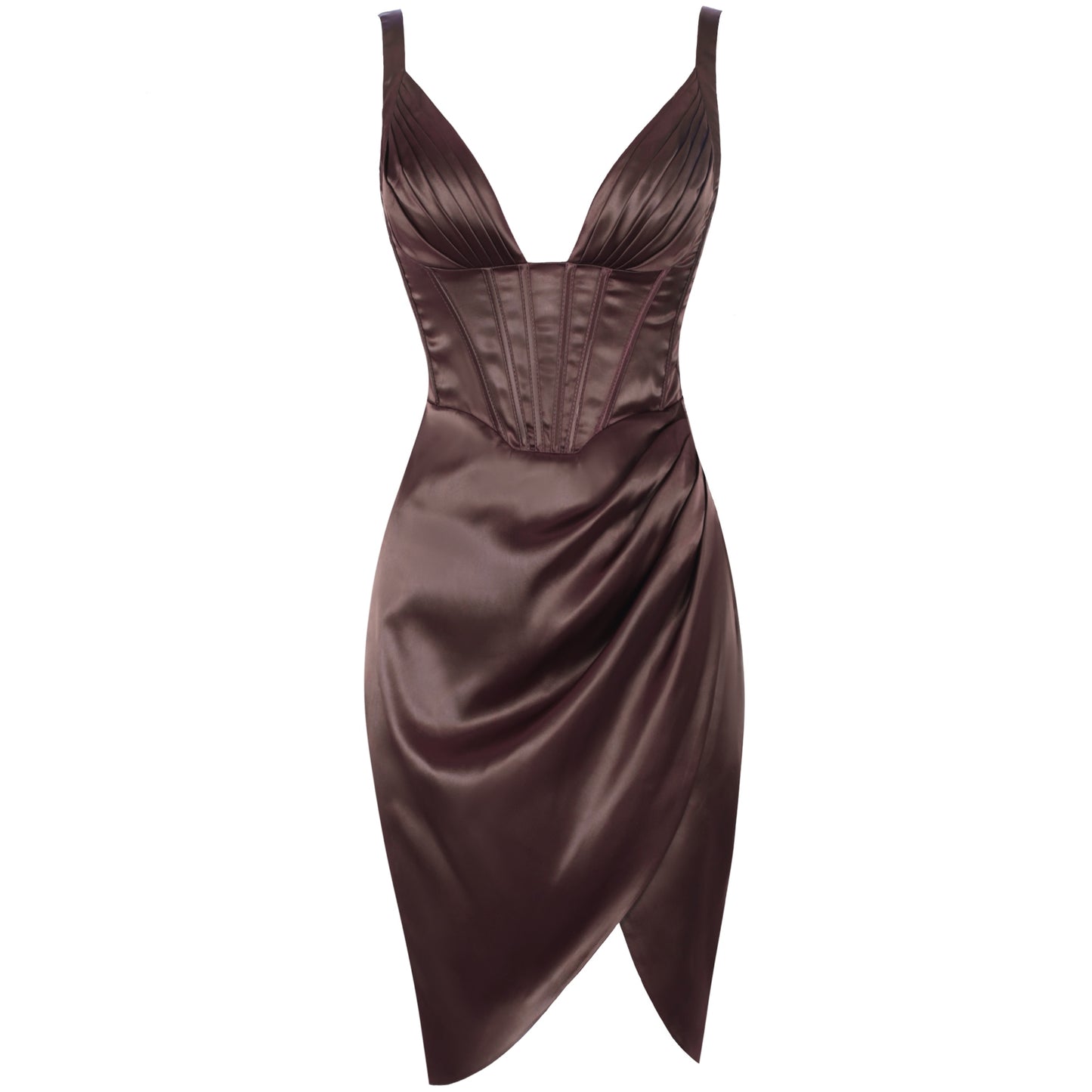 CHOCOLATE SATIN CORSET Party DRESS 2021 New Arrival Sexy Bodycon Dress Summer Women Spaghetti Strap Night Club Dress Outfits
