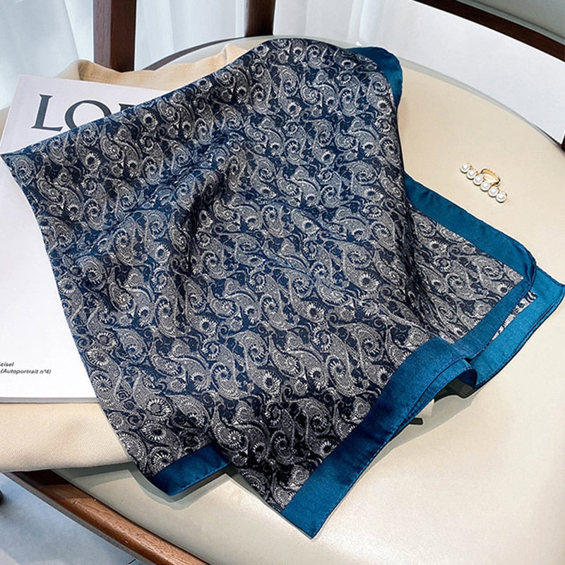 70*70cm Fashion Silk Satin Hair Scarf Women Handkerchief Printed Female Square Head Bandana Small Neck muffler hijab lady girl