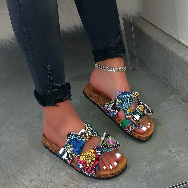 Summer Sandals Women Shoes Fashion Leopard Bowknot Ladies Slides Open Toe Casual Female Shoes Woman Comfort Flip Flops 2021