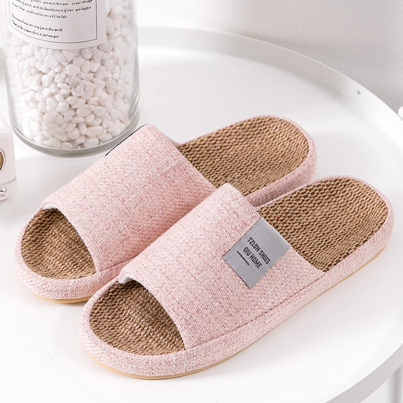 Breathable Unisex Indoor Flax Slippers