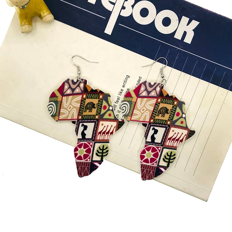 Vintage Afro Wood Earrings