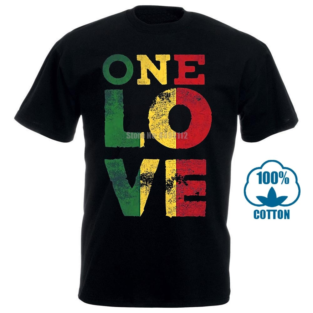 One Love Bob Marley Rasta Reggae Tee-Shirt Retro Gothic T Shirt Emo Punk Fashionable Tops Japanese T Shirts Hippie Goth Tshirts