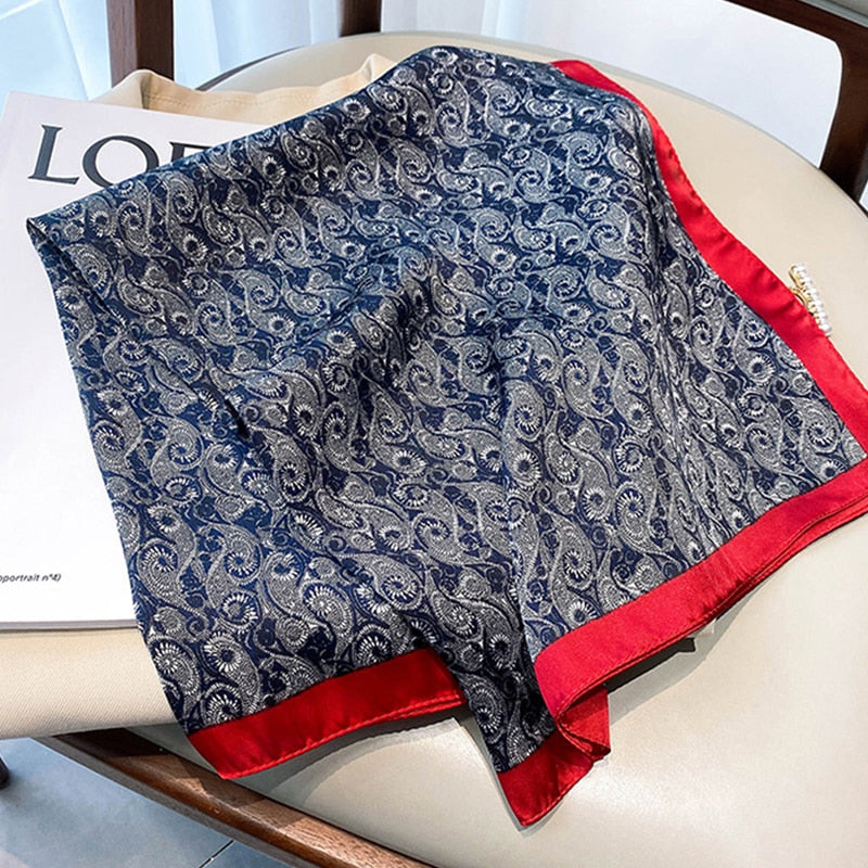 70*70cm Fashion Silk Satin Hair Scarf Women Handkerchief Printed Female Square Head Bandana Small Neck muffler hijab lady girl