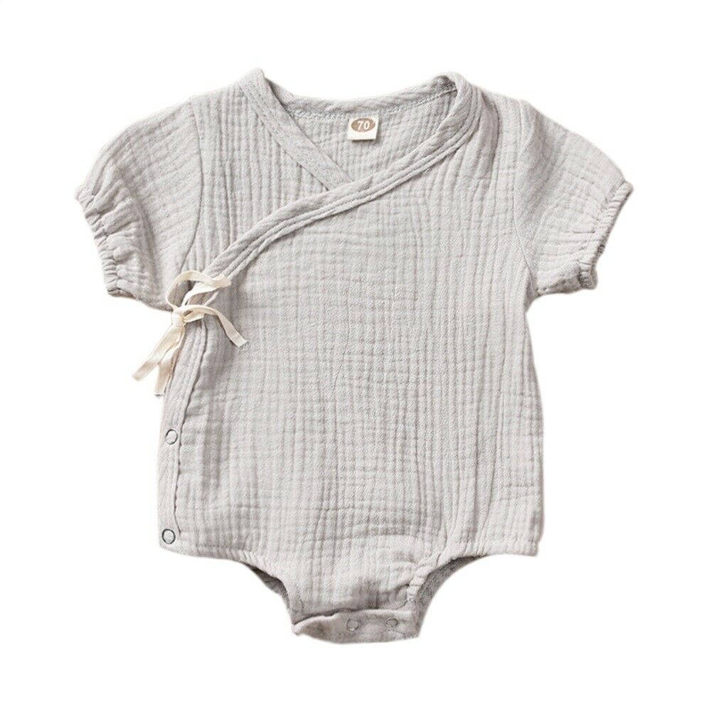 0-18M Kids Summer Short Sleeve Plain Romper