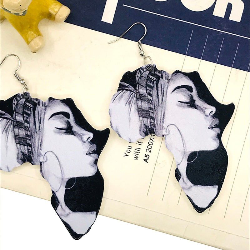 Vintage Afro Wood Earrings