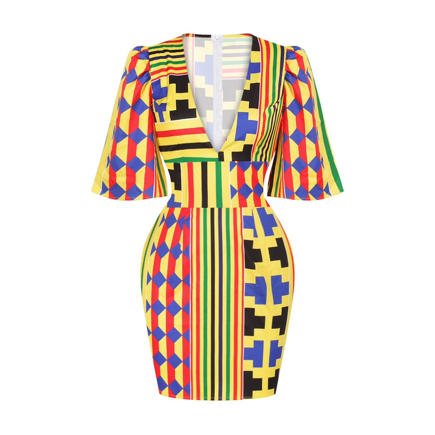 African Summer V-Neck Dress