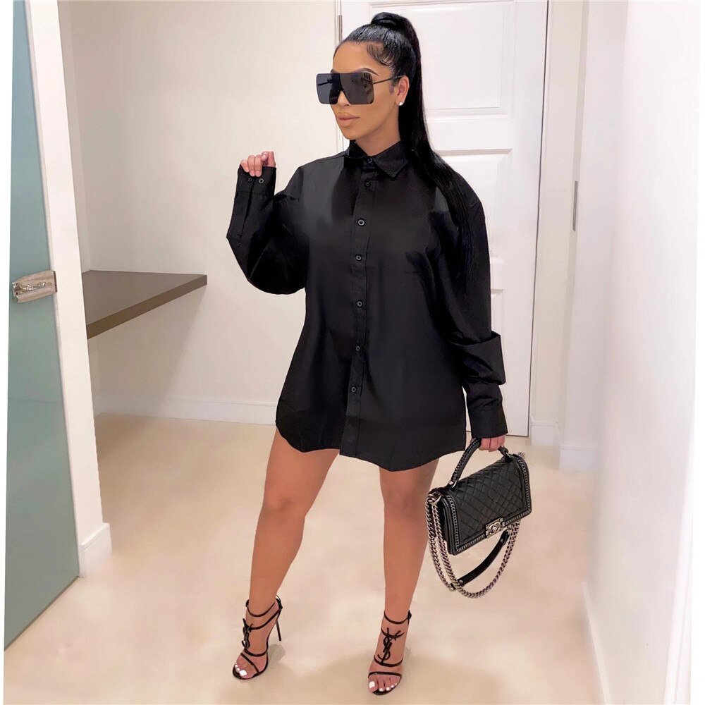 Letter Print Turn-Down Collar Button Shirt Dress Women Fall Clothes Long Sleeve Mini Dress Ladies Party Club Casual Autumn Dress