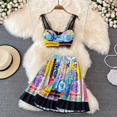 Boho 2 Piece Bralet and Skirt Set