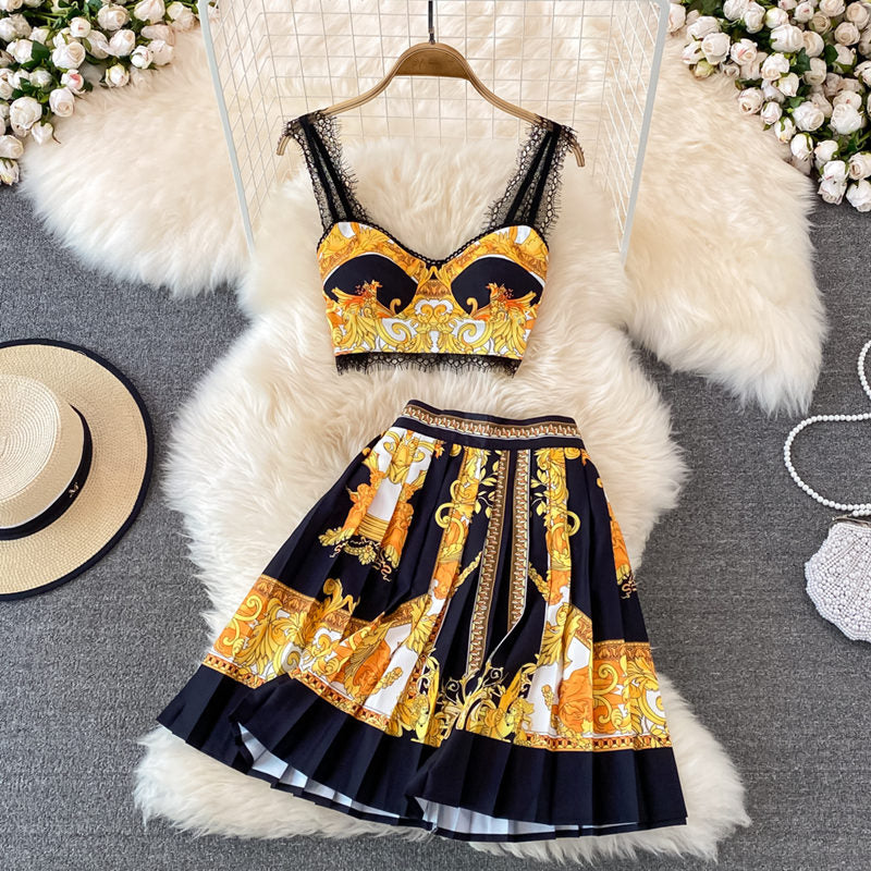 Boho 2 Piece Bralet and Skirt Set