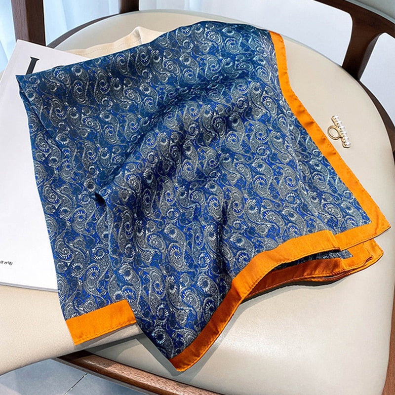 70*70cm Fashion Silk Satin Hair Scarf Women Handkerchief Printed Female Square Head Bandana Small Neck muffler hijab lady girl