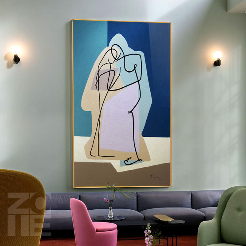 Abstract Lady Line Drawing Canvas