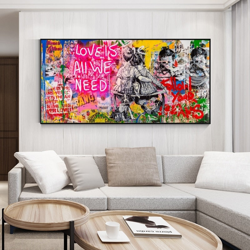 Banksy Art Love is All We Need Canvas