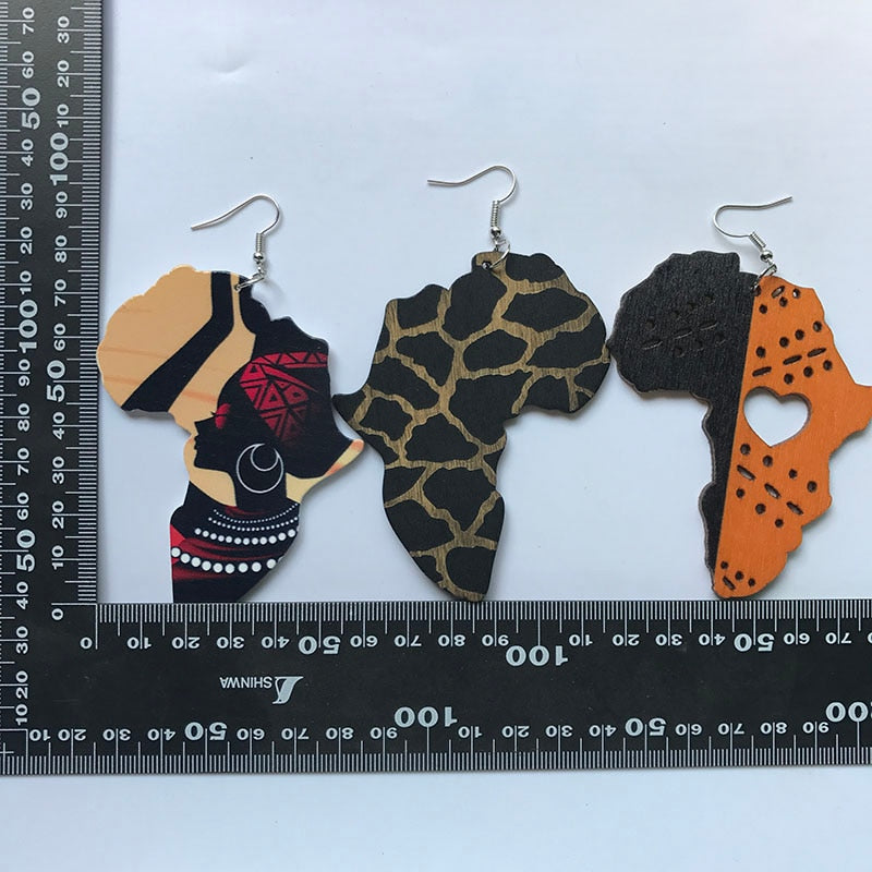 Vintage Afro Wood Earrings